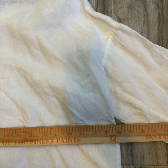 Eskander Shirt Onesize White Linen V Neck Blouse Top Lagenlook Boho Coastal - Picture 8 of 8